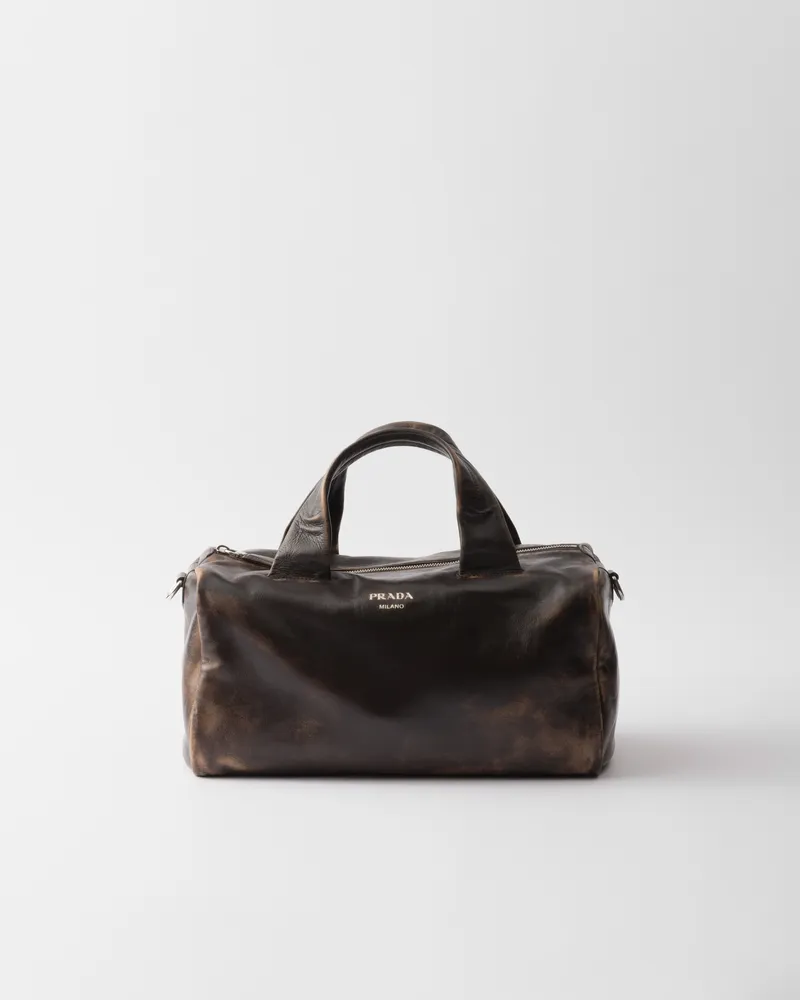 Prada Weekender aus Nappa-Leder Dunkelbraun