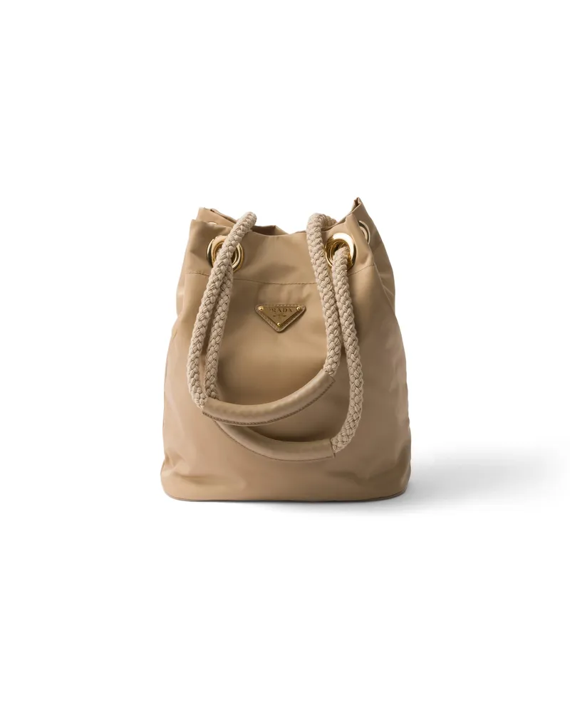 Prada Kleine  Mariner Bucket Bag Aus Re-nylon, Damen, Kamelbraun Kamelbraun