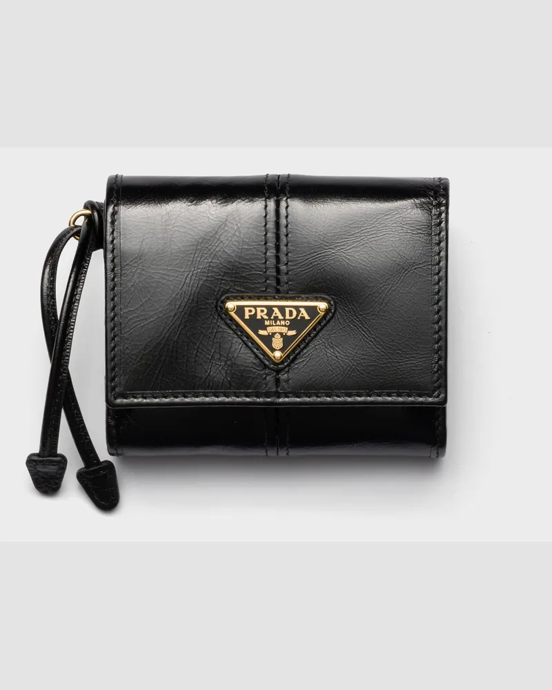 Prada Kleine Geldbörse aus Leder Schwarz