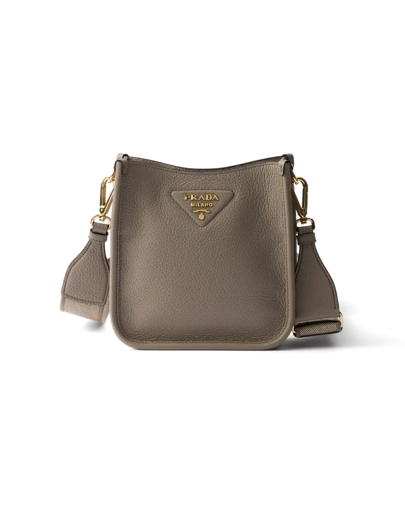 Prada Mini-schultertasche Aus Leder, Damen, Lehmgrau Lehmgrau