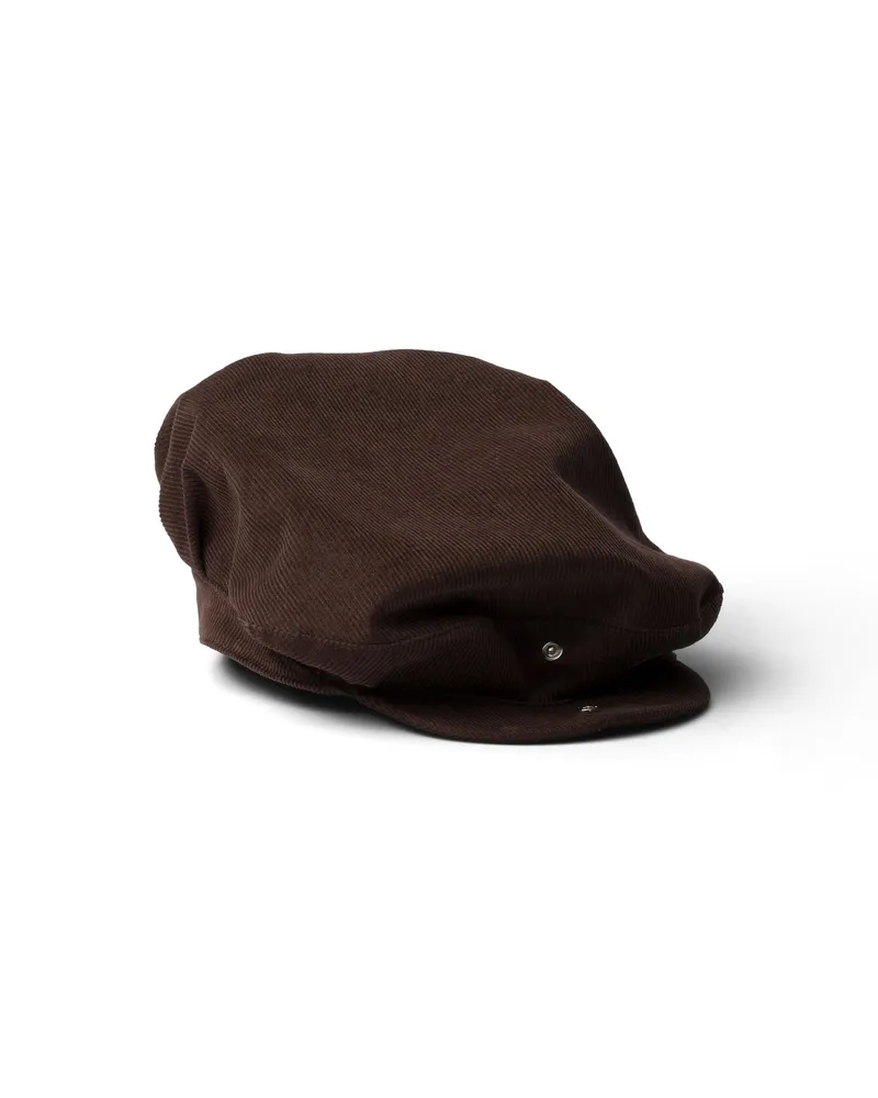 Prada Kappe Aus Cord, Herren, Ebenholz, Größe Ebenholz