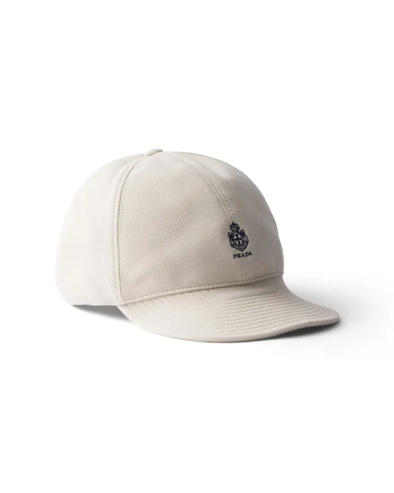 Prada Alte Baseballkappe Aus Piqué, Herren, Kalkweiss, Größe Kalkweiss