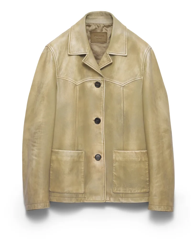 Prada Jacke Aus Nappa-leder, Damen, Beige, Größe Beige