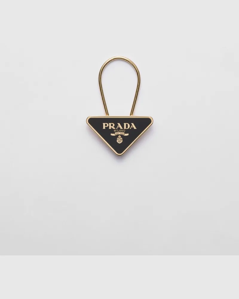 Prada Schlüsselring aus emailliertem Metall Gold