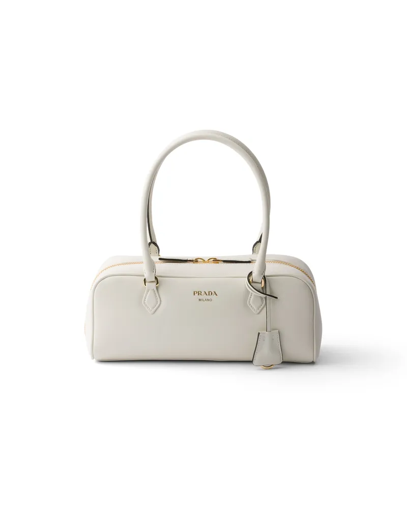 Prada Mittelgroße Henkeltasche Aus Leder, Damen, Weiss Weiss