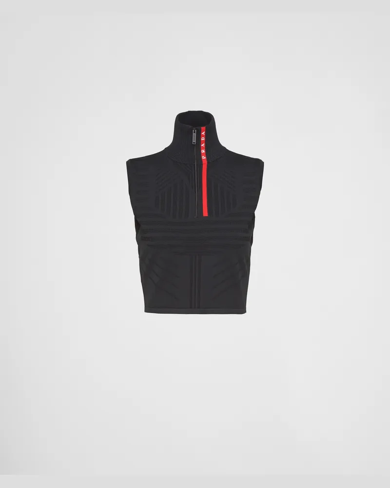 Prada Ärmelloses Top aus Tech Rec Re-Nylon-Piqué Schwarz