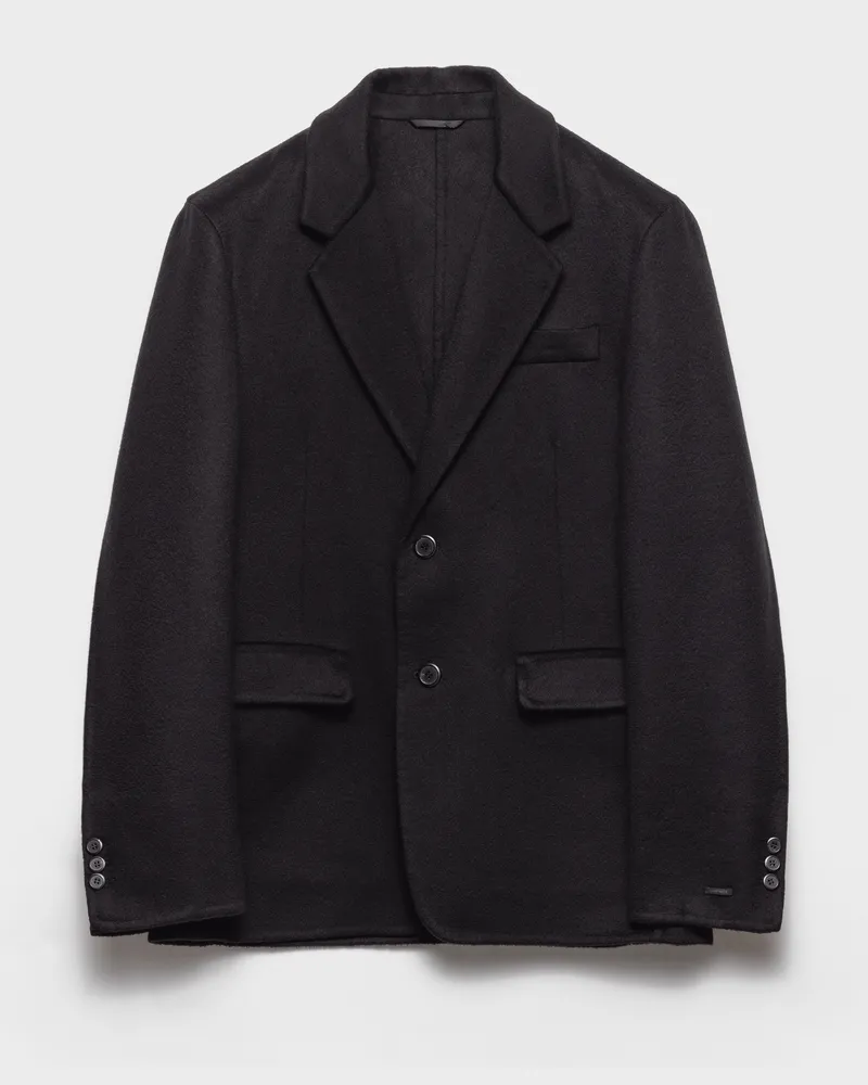 Prada Einreihige Jacke aus Kaschmir Schwarz