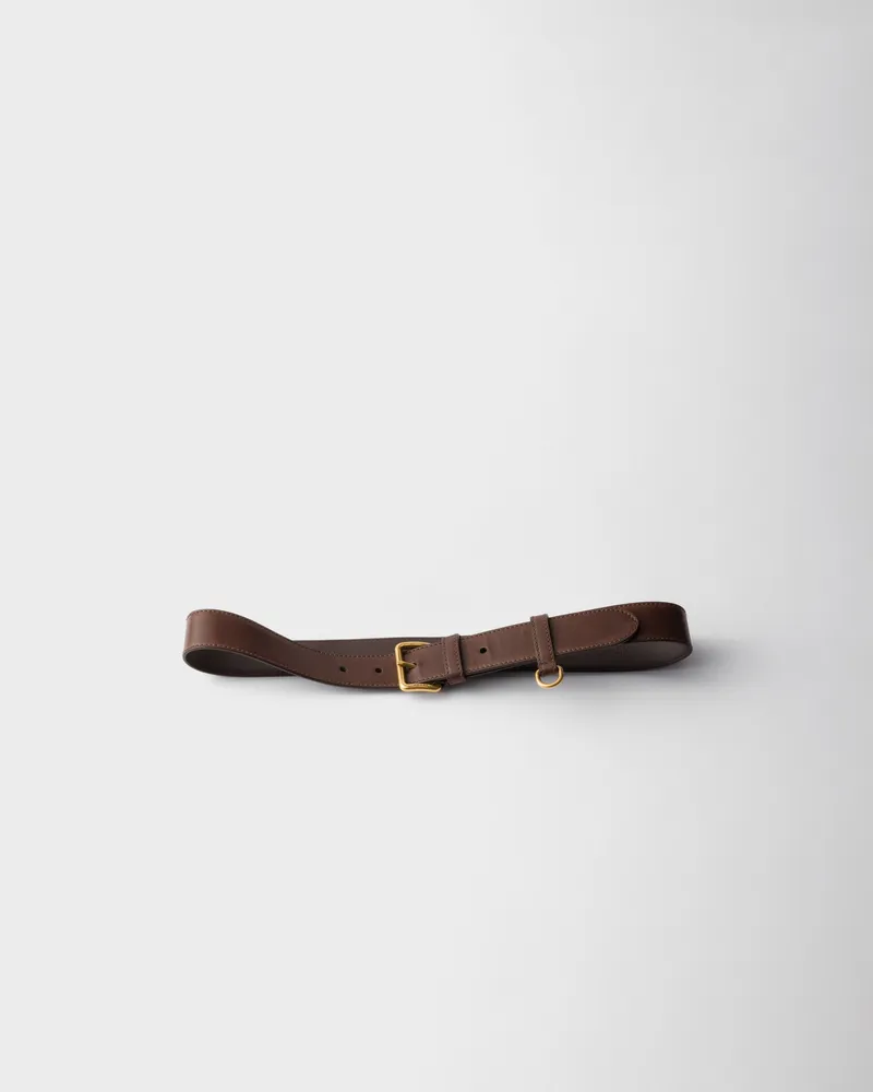 Prada Gürtel aus Leder mit Antik-Finish Ebenholz