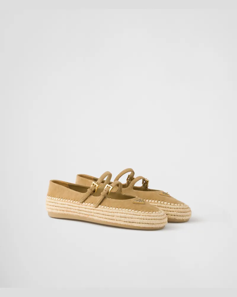 Prada Ballerinas aus Wildleder Ecru