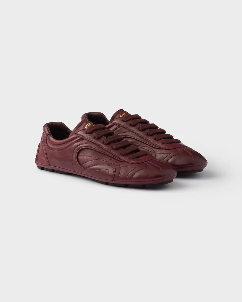 Prada Montecarlo Re-Edition 2005 Sneaker aus antikisiertem Nappaleder Burgunderrot