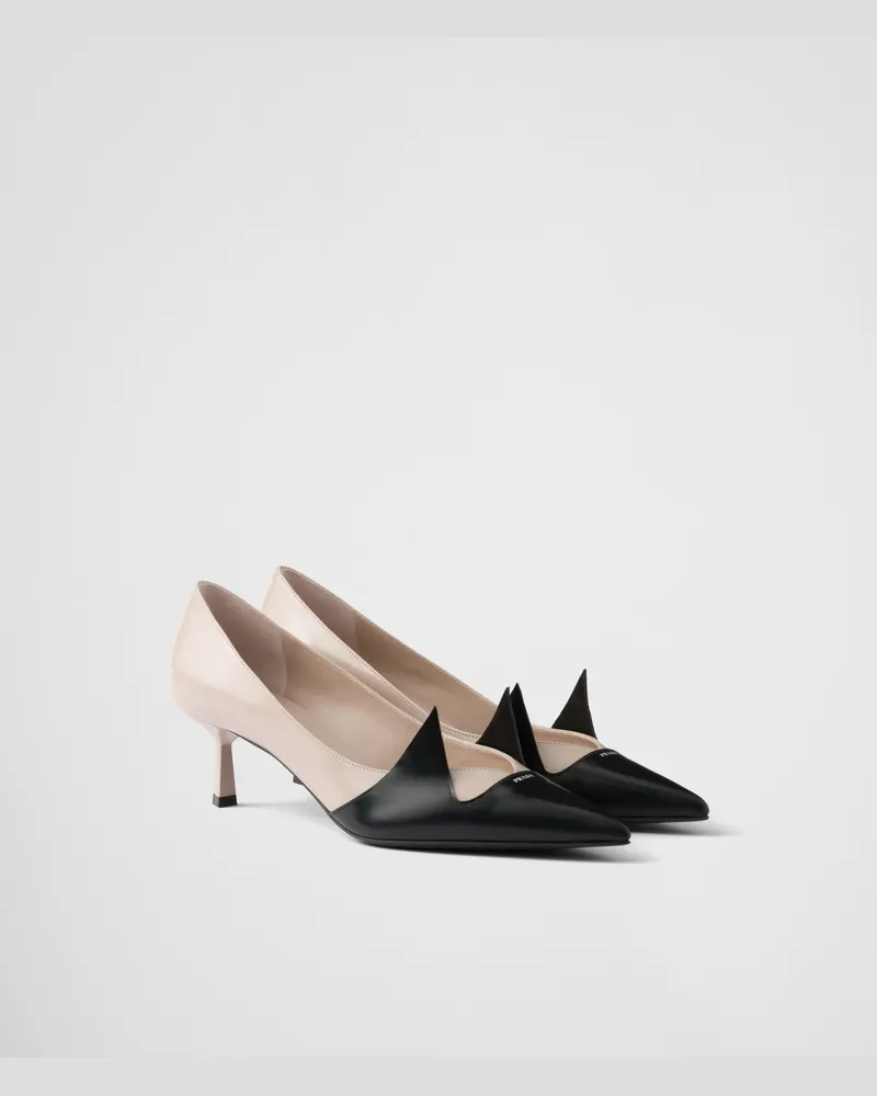 Prada Pumps aus zweifarbigem gebürstetem Leder Seide