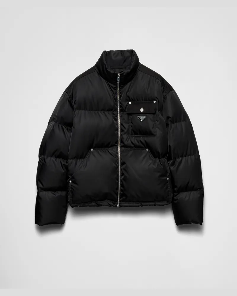Prada Kurze Daunenjacke aus Re-Nylon Schwarz