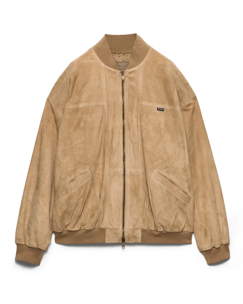 Prada Jacke Aus Wildleder, Damen, Sandbeige, Größe Sandbeige