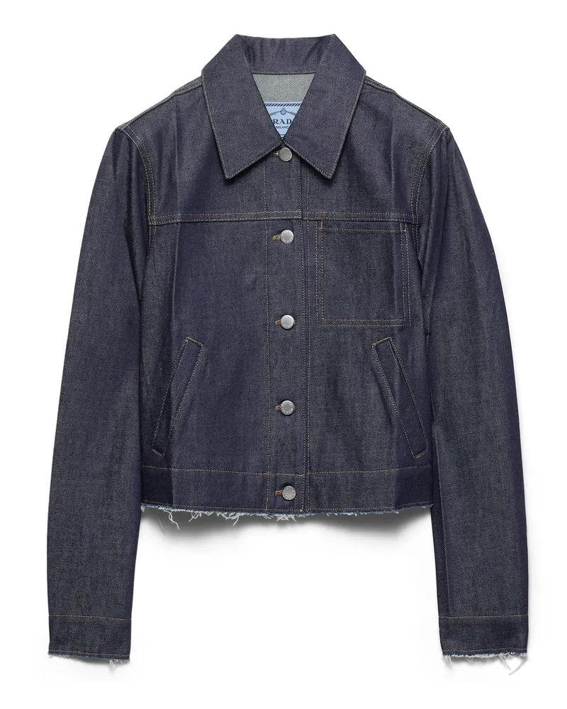 Prada Jacke Aus Denim, Damen, Blau, Größe Blau