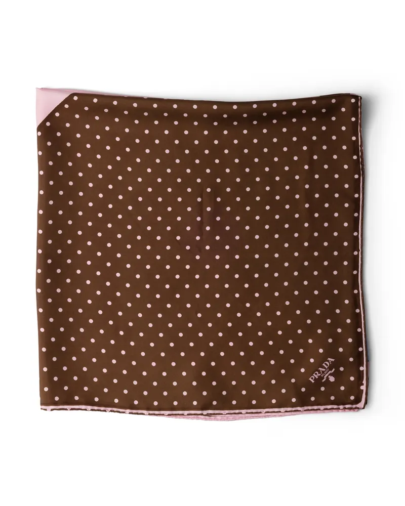Prada Bedruckter Schal Aus Twill 90, Damen, Pink/cocoa Pink