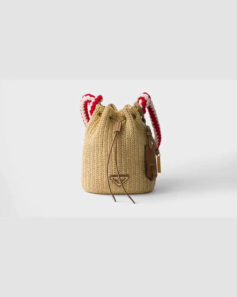 Prada Gehäkelte Mini-Bucket-Bag Natur