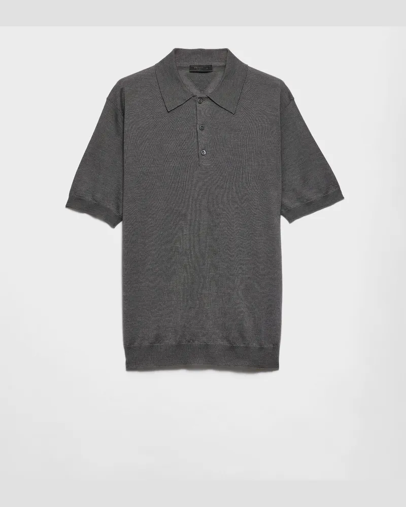Prada Poloshirt aus Kaschmir und Seide Schiefergrau