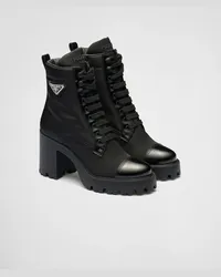 Prada Stiefeletten aus Re-Nylon und Leder Schwarz