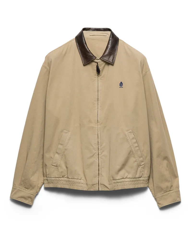Prada Jacke Aus Baumwolle Mit Details Aus Leder, Herren, Kordel, Größe Kordel