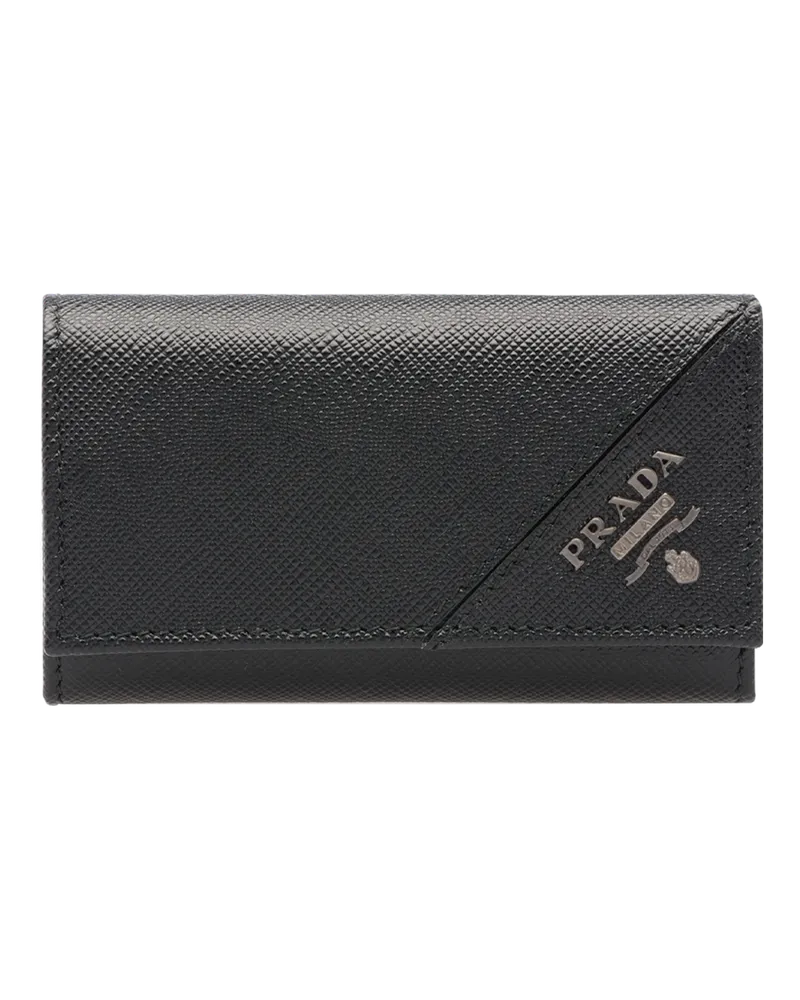 Prada Schlüsselanhänger aus Saffiano-Leder Schwarz