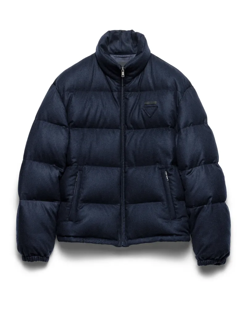Prada Daunenjacke Aus Mittelschwerem Kaschmir, Herren, Blau, Größe Blau