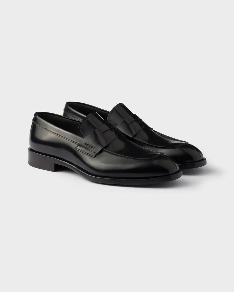 Prada Loafer aus gebürstetem Leder Schwarz