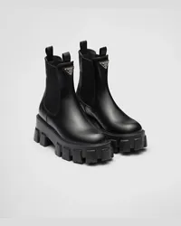 Prada Monolith Stiefeletten aus gebürstetem Leder Schwarz