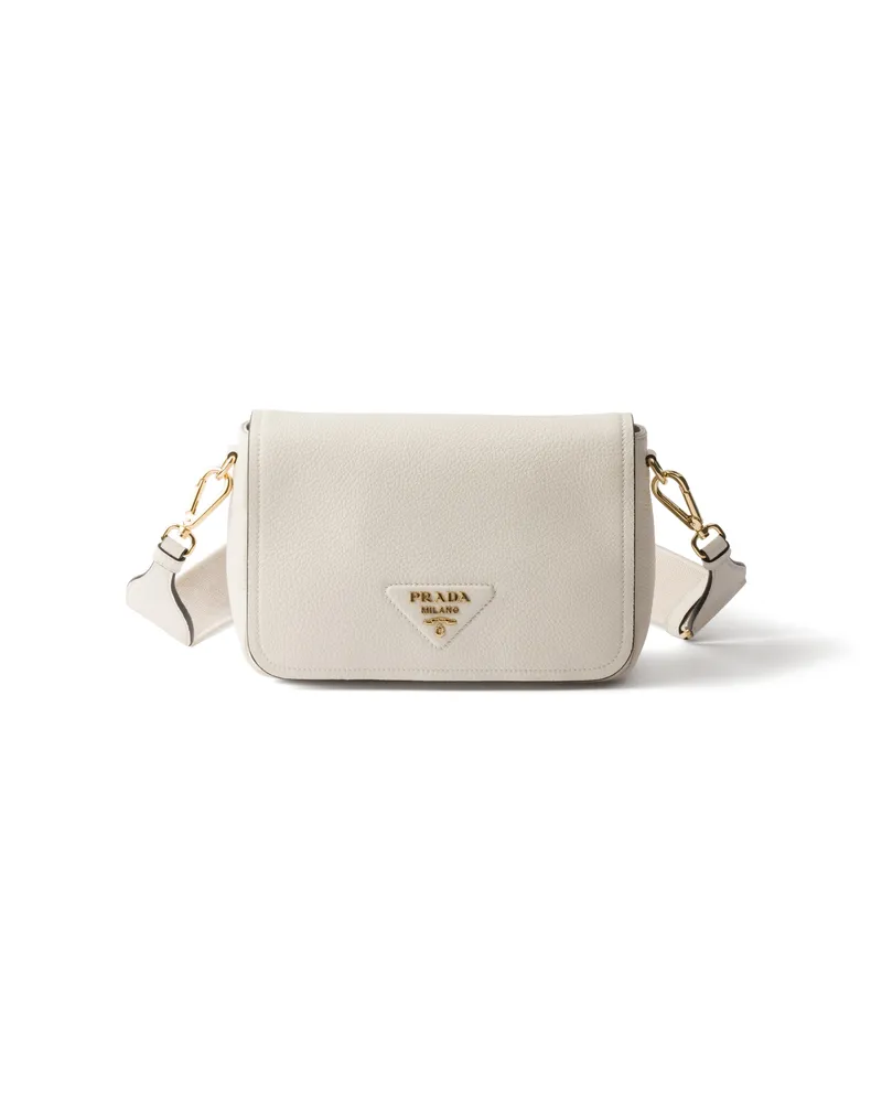 Prada Schultertasche Aus Leder, Damen, Weiss Weiss