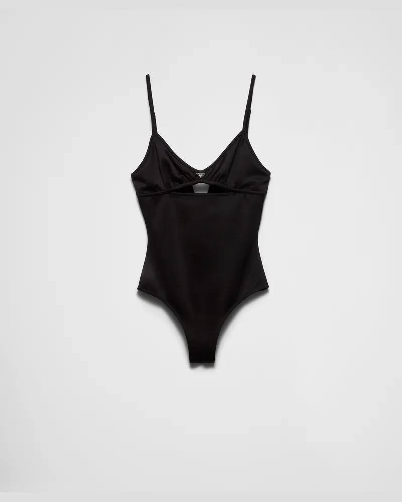 Prada Einteiliger Badeanzug aus Interlock-Stoff Schwarz