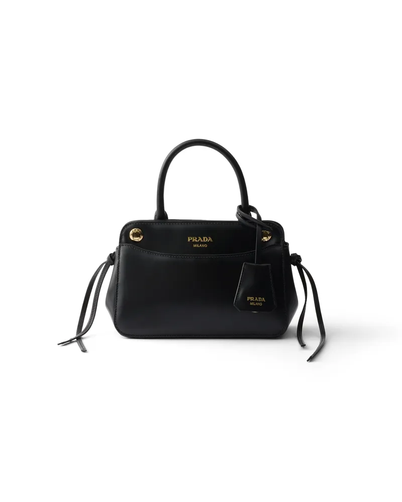 Prada Carry Mini Handtasche Aus Leder, Damen, Schwarz Schwarz