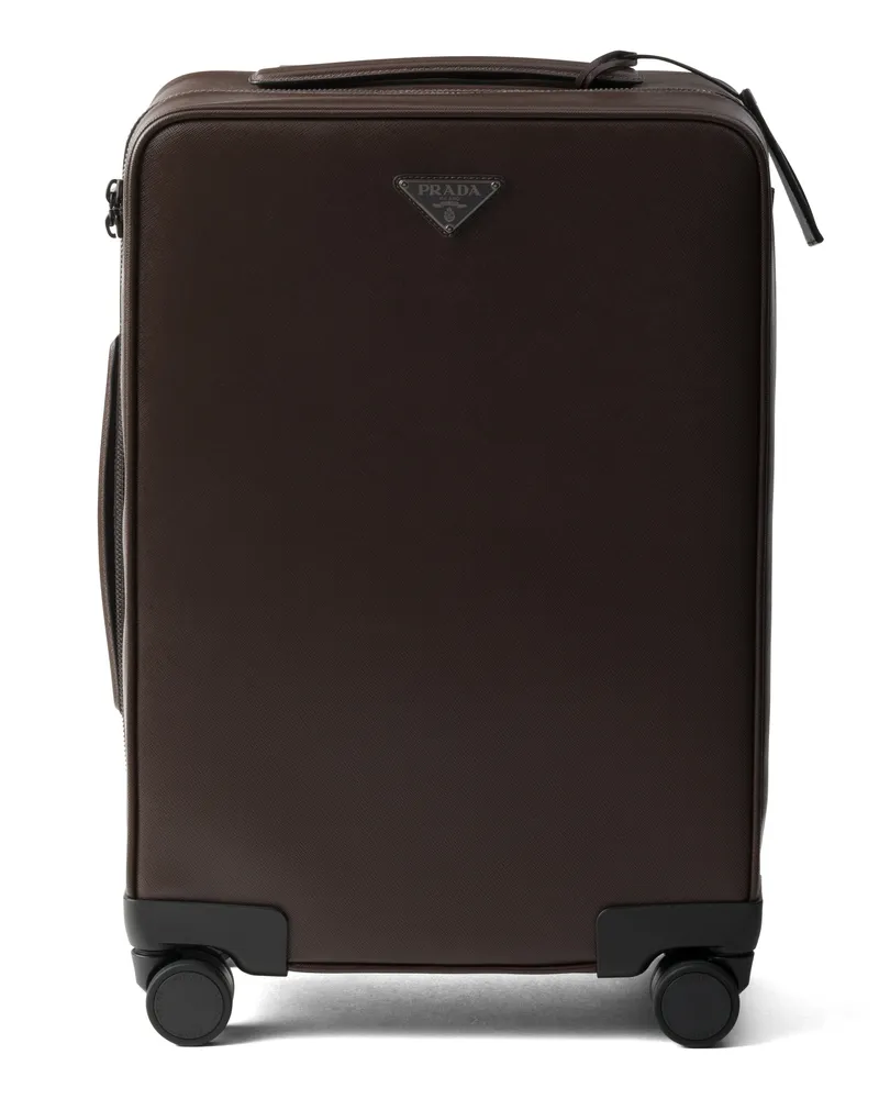 Prada Trolley Aus Saffiano-leder, , Kaffeebraun Kaffeebraun