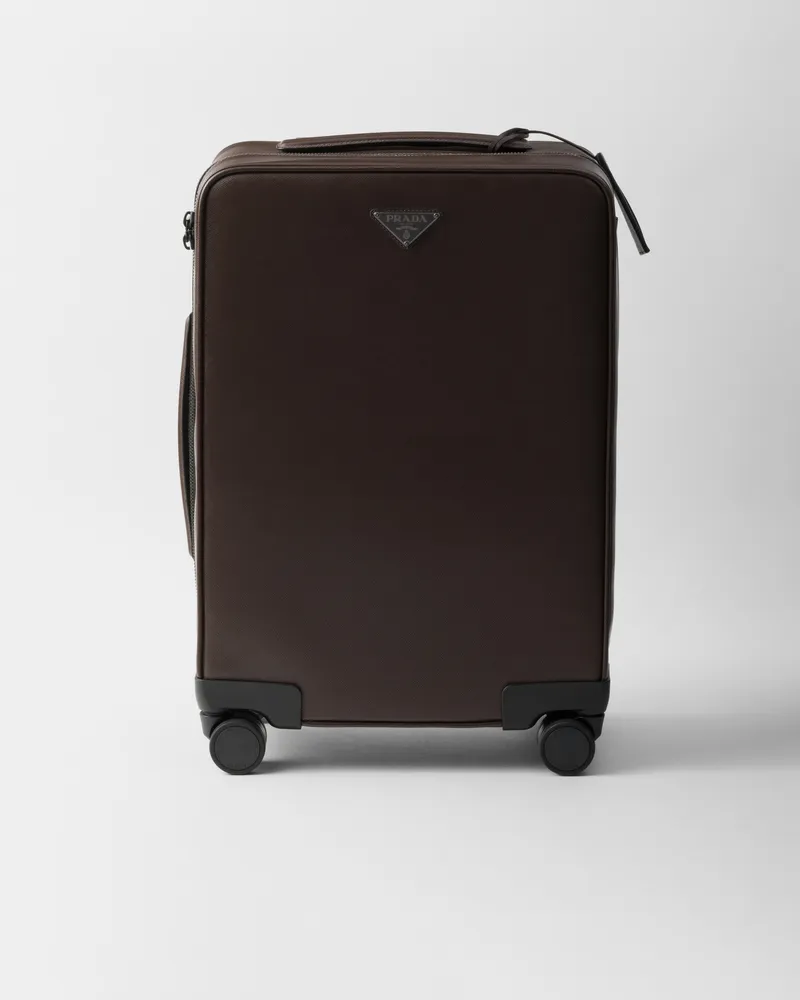 Prada Trolley aus Saffiano-Leder Kaffeebraun