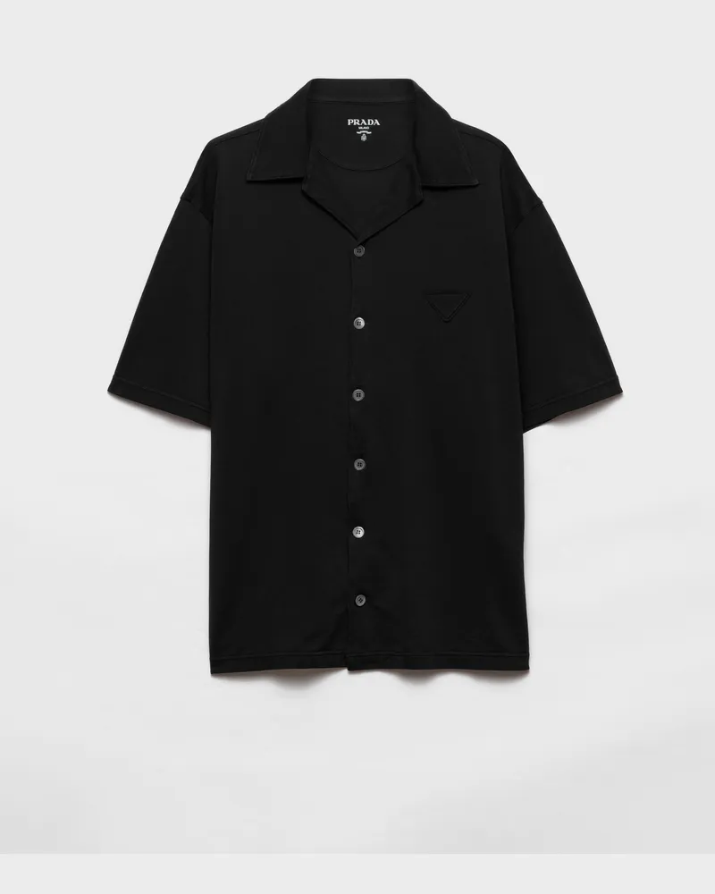 Prada Hemd aus Piqué Schwarz