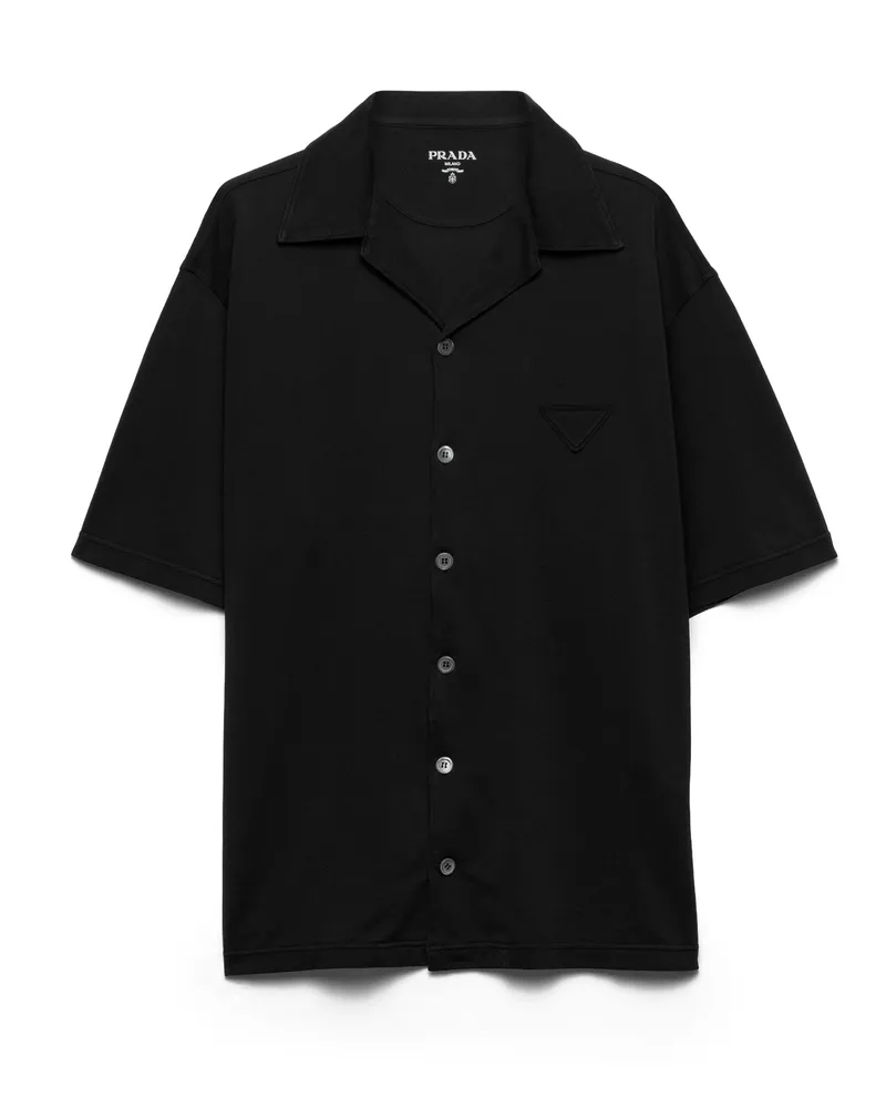 Prada Hemd Aus Piqué, Herren, Schwarz, Größe Schwarz
