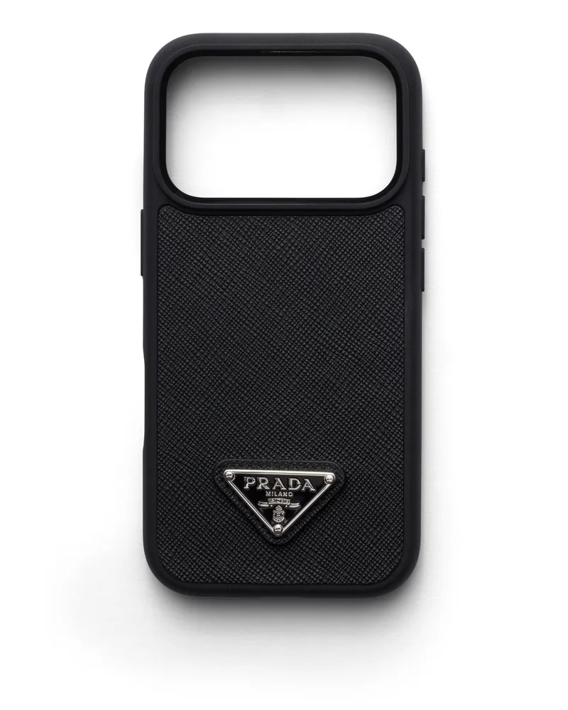 Prada Hülle Für Iphone 17 Pro Aus Saffiano-leder, Damen, Schwarz Schwarz