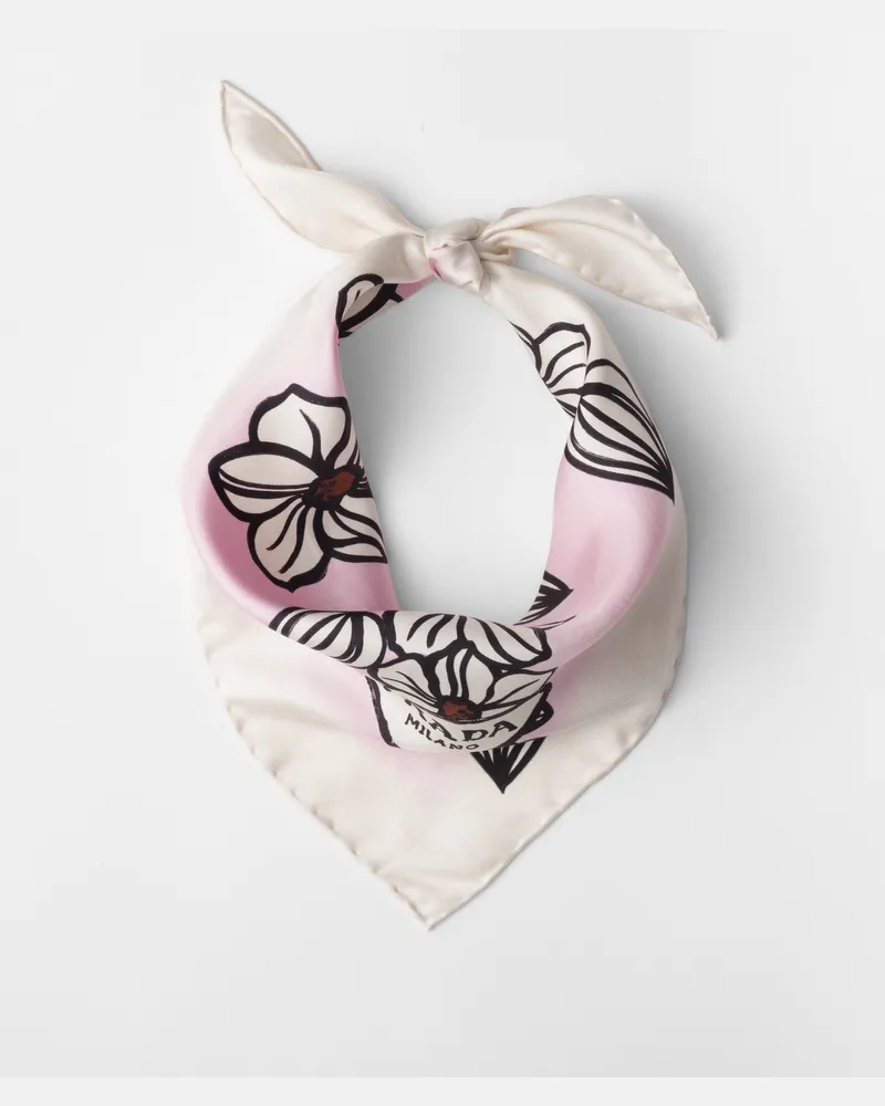 Prada Bedruckter Schal aus Twill Rosa