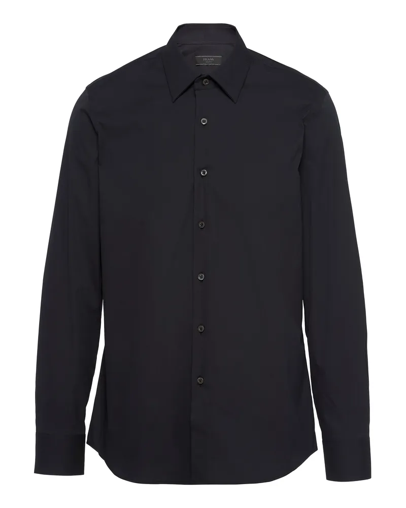 Prada Hemd Aus Stretch-baumwolle, Herren, Schwarz, Größe Schwarz