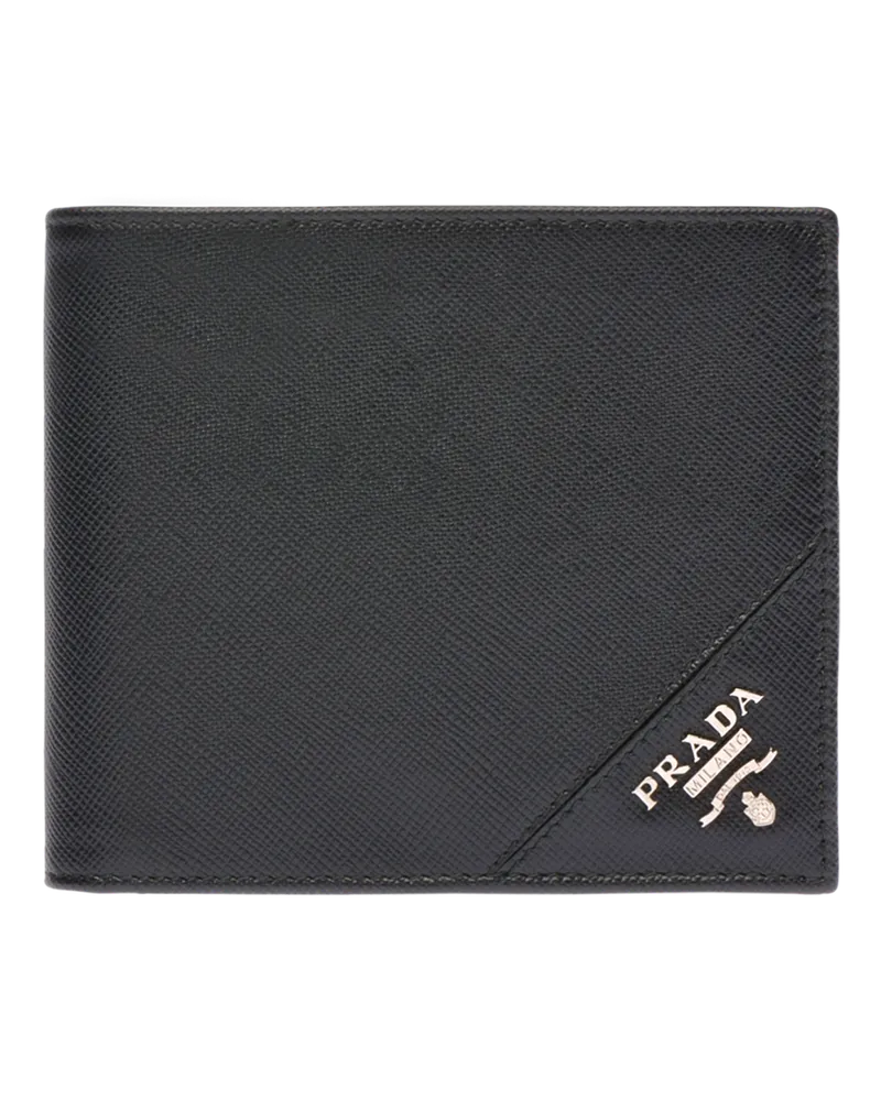 Prada Saffiano Leder Brieftasche mit Münzfach Schwarz
