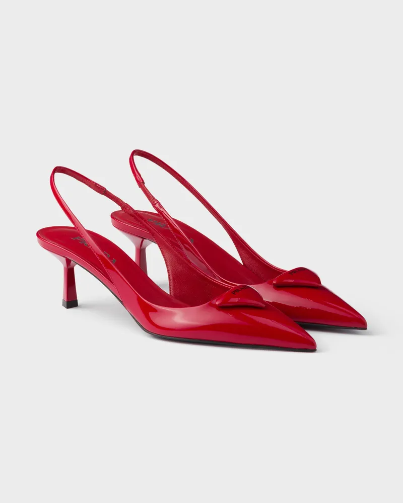 Prada Slingback-Pumps aus Lackleder Rot