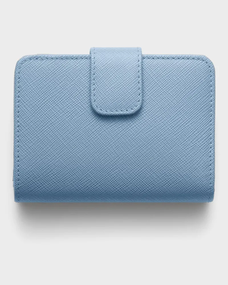 Prada Kleines Portemonnaie aus Saffiano Leder Astralblau