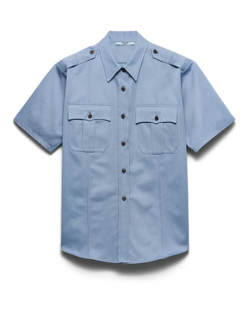 Prada Hemd Aus Chino, Damen, Fliegerblau, Größe Fliegerblau