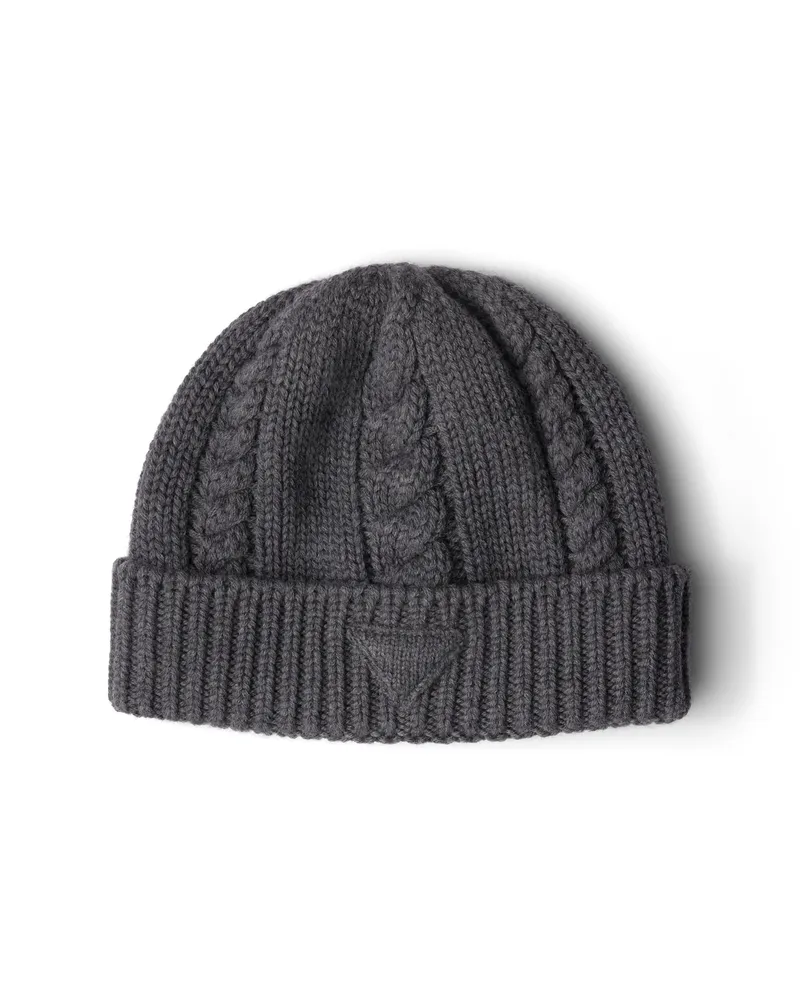 Prada Strickmütze Aus Wolle, Damen, Grau, Größe Grau
