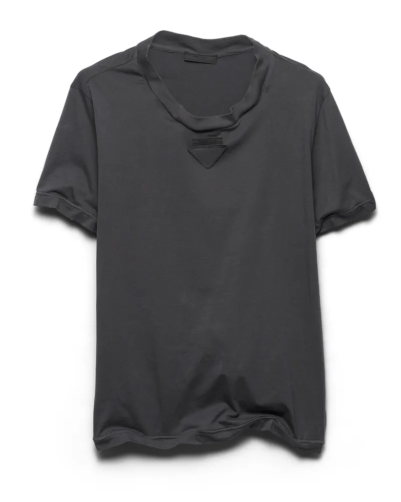 Prada Formbares T-shirt Aus Baumwolle, Herren, Bleigrau, Größe Bleigrau