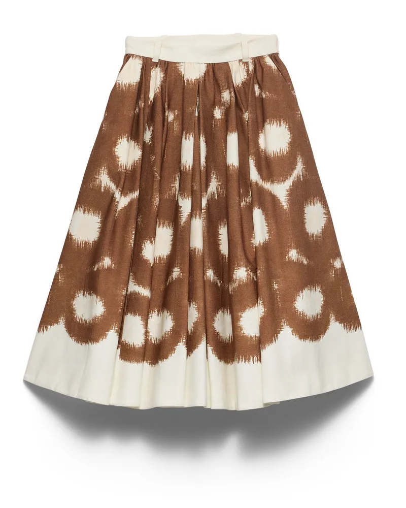 Prada Rock Aus Canvas Mit Print, Damen, Tabak, Größe Tabak