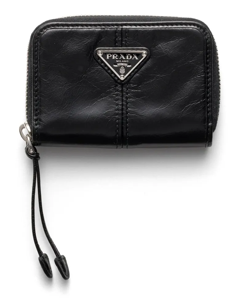 Prada Münzgeldbeutel Aus Leder, Herren, Schwarz Schwarz