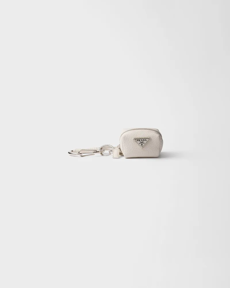 Prada Leder-Taschenanhänger Kalkweiss