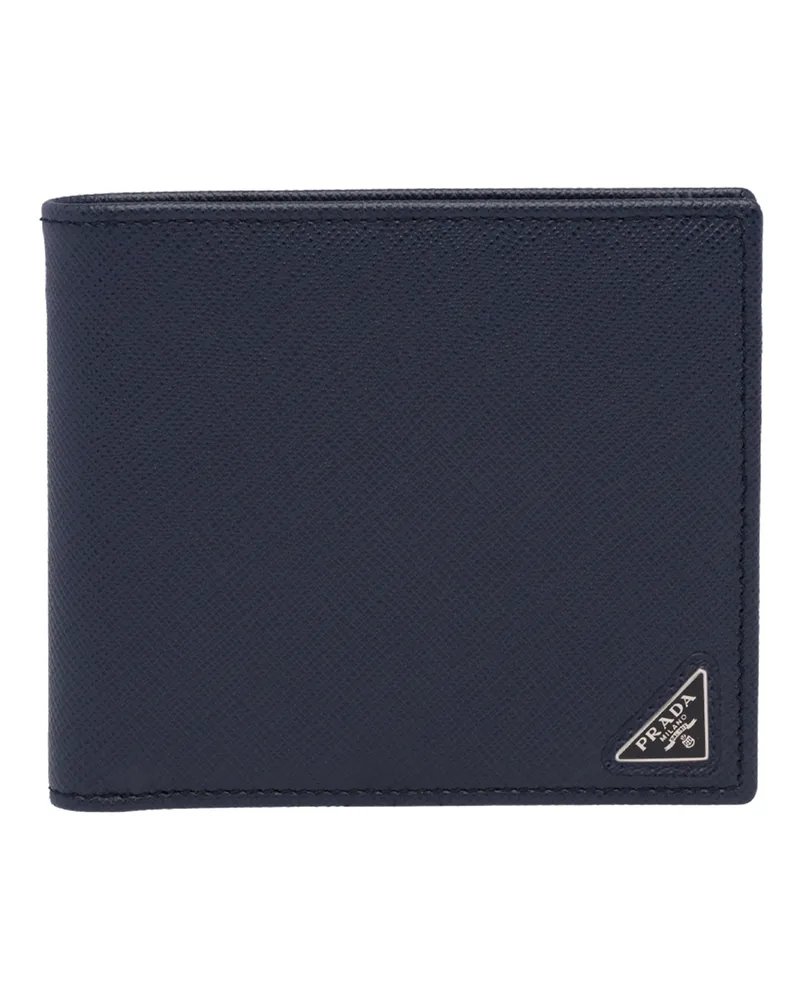 Prada Saffiano Leder Brieftasche Mit Münzfach, Herren, Ostseeblau Ostseeblau