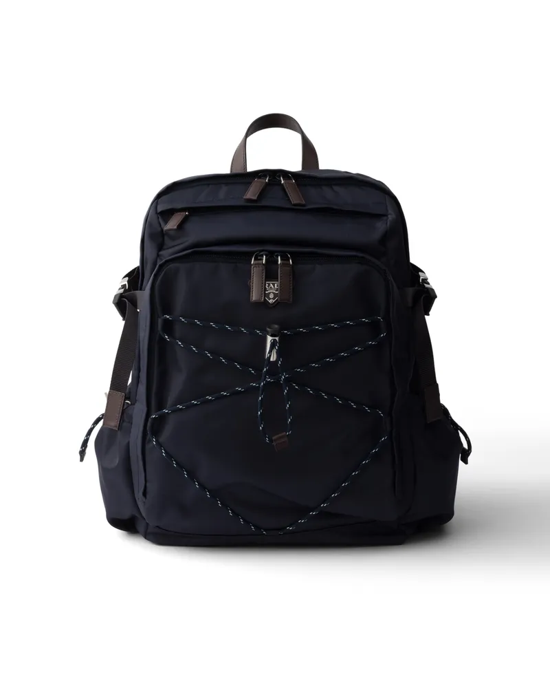 Prada Speedrock Rucksack Aus Re-nylon Und Leder, Herren, Blau Blau