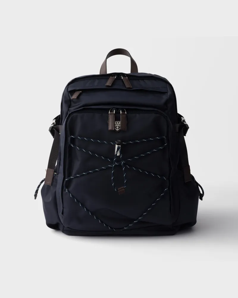 Prada Speedrock Rucksack aus Re-Nylon und Leder Blau
