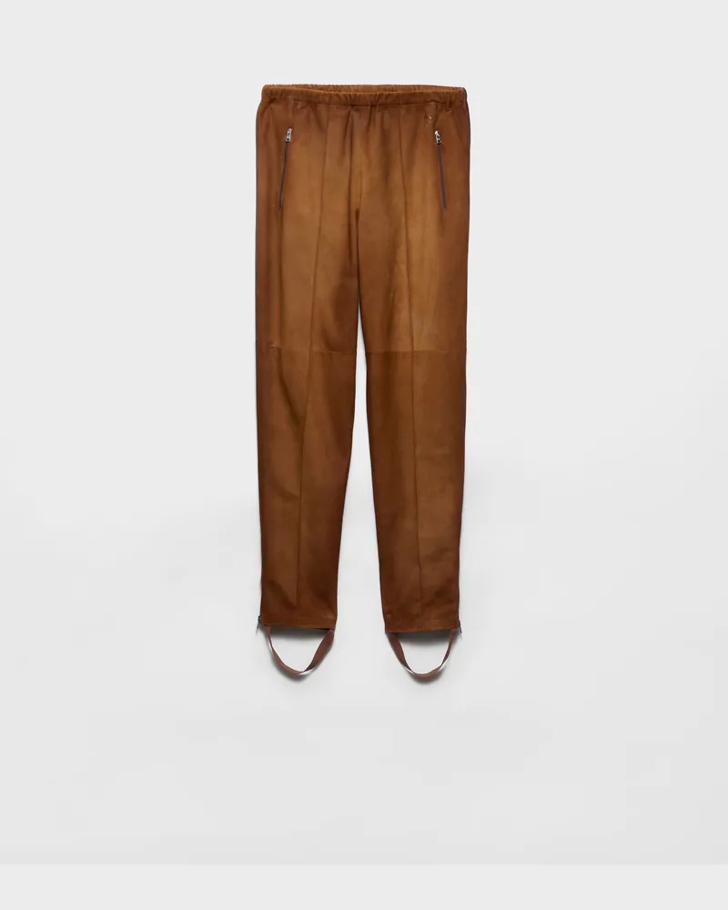Prada Jogginghose aus Wildleder Cognac